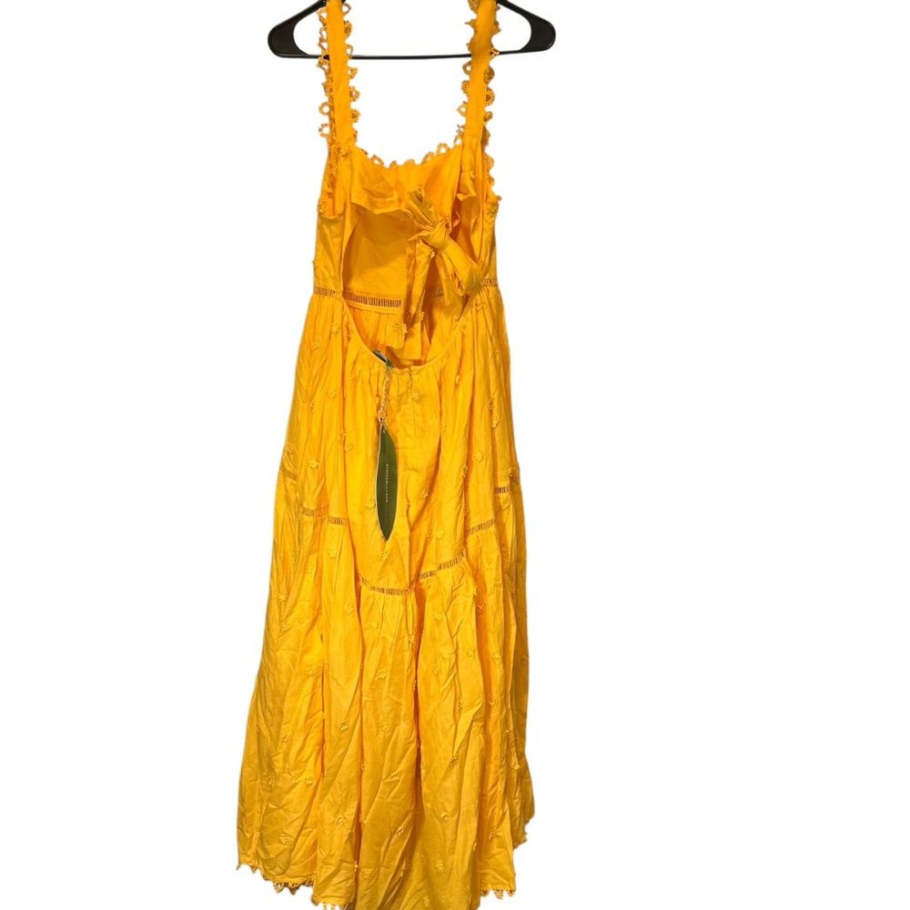FARM Rio Yellow 3D Flowers Midi Dress Size Small NWT - Picture 4 of 7
